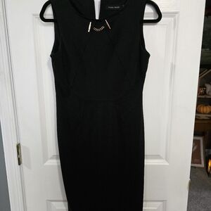 Ivanka Trump Black Midi Dress with Gold Accents